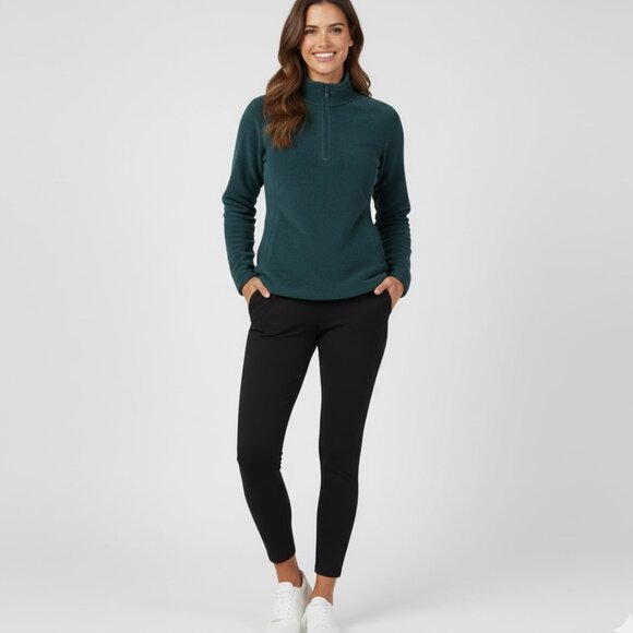 Eddie Bauer Tops - Eddie Bauer Ladies' Quarter Zip Pullover Fleece Ultrasoft 1/4 Zip Green XL